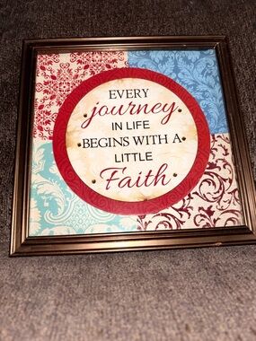 Faith Wall Art Sign - Red, Teal, Blue Patchwork